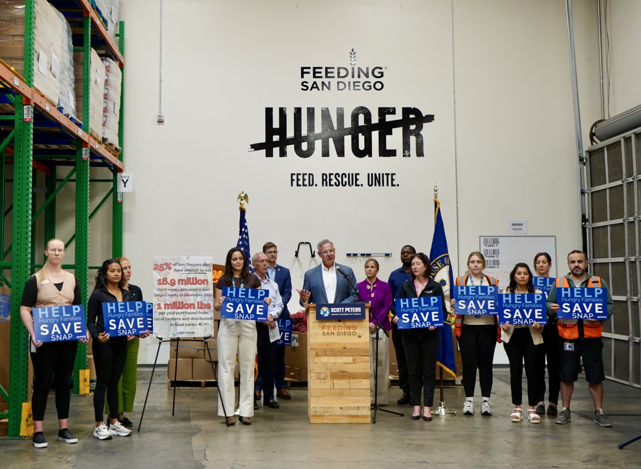 Rep. Peters Speaks at Food Bank Press Conference