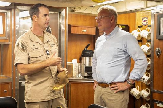 Rep. Peters speaks with a crew member aboard the USS Springfield