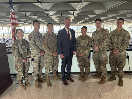 Rep. Peters and students at the Air Force Academy