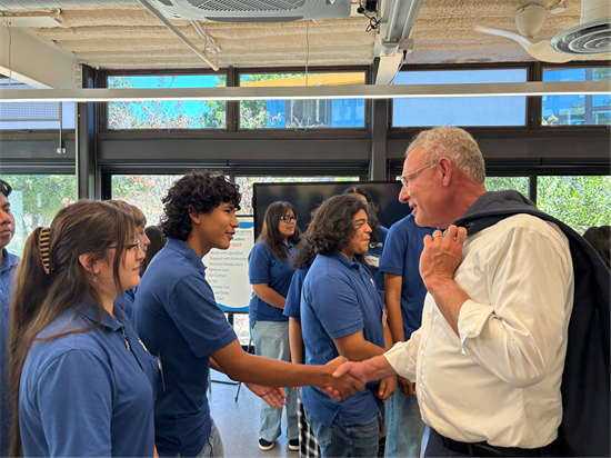 Rep. Peters talks with high school students at the Ocean Discovery Insitute