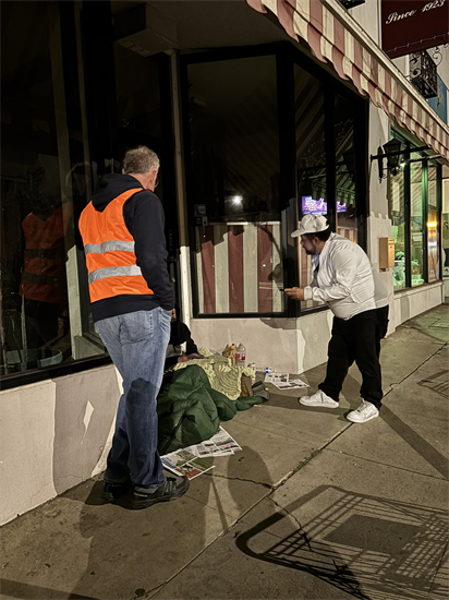 Rep. Peters during the Point-in-Time Count