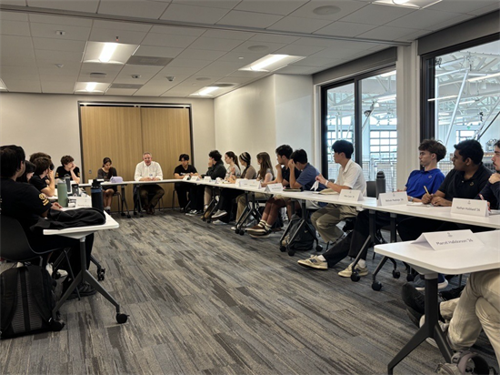 Rep. Peters speaks with students with the Kevin Yaley Leadership Honors Course