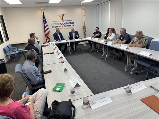 Rep. Peters participating in a roundtable discussion with the North San Diego Business Chamber