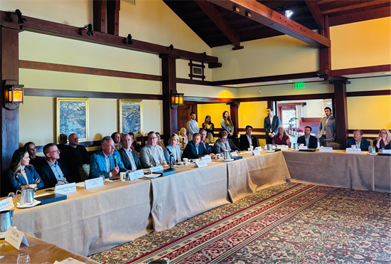 Rep. Peters speaks to a crowd of San Diego's Economic Development Corporation members
