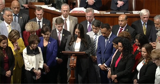 Rep. Peters and colleagues hold a moment of silence on the House floor for the Islamic Center of San Diego shooting victims