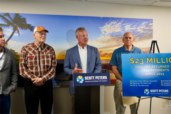 Rep. Peters speaks during the press conference