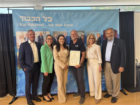 Rep. Peters with Jewish Family Services employees and Rep. Jacobs and Vargas
