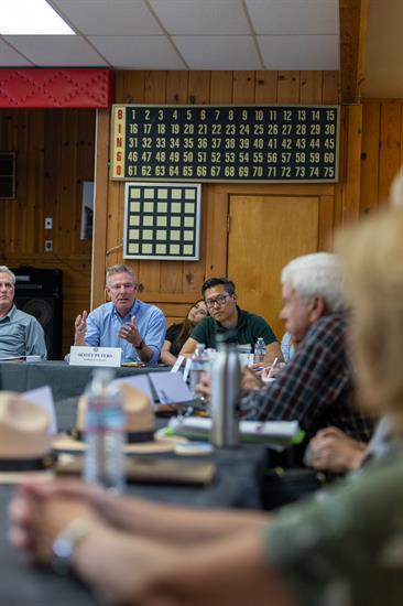Rep. Peters speaks at a roundtable on sequoia trees